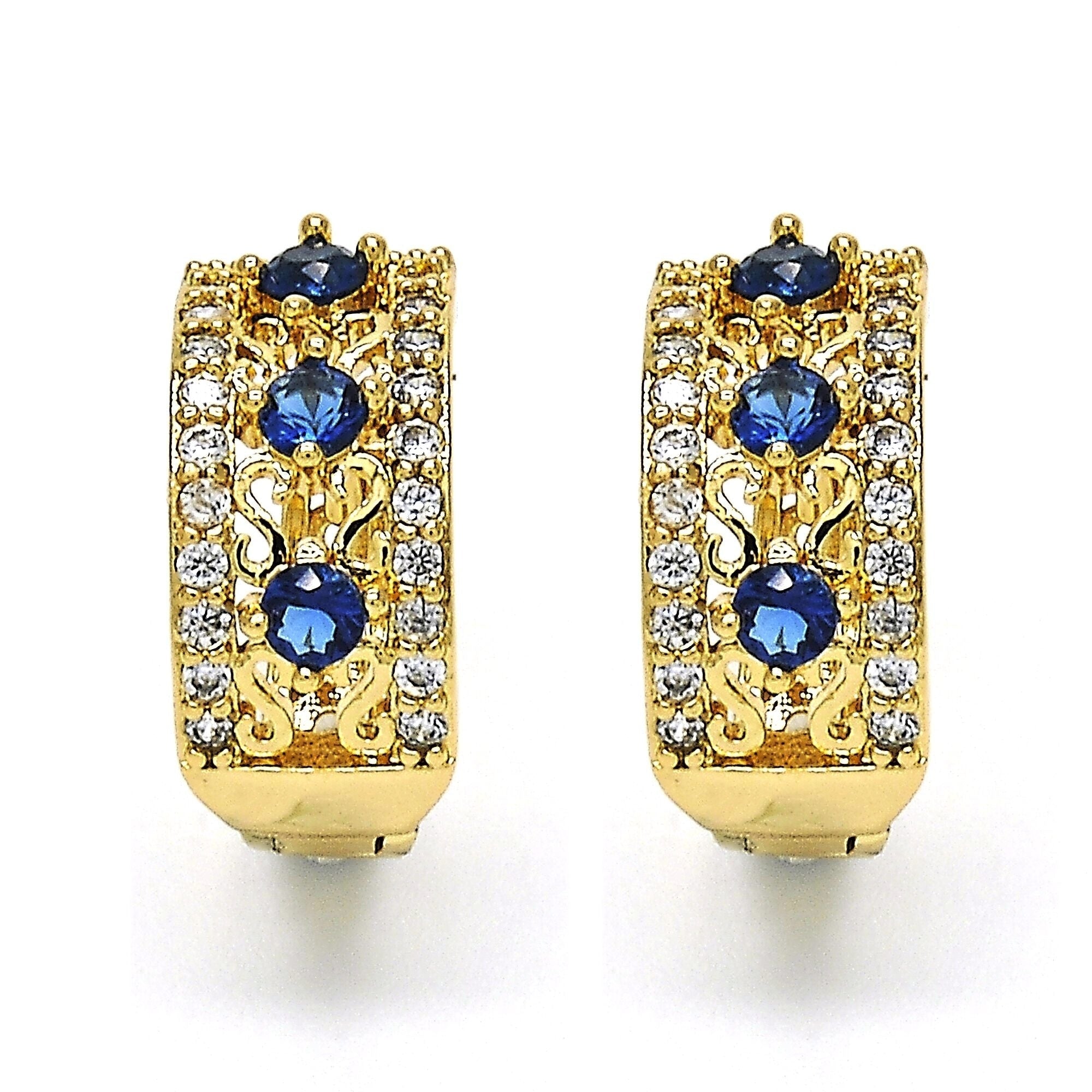 LAB CREATED Sapphire HOOP EARRING EARRINGS