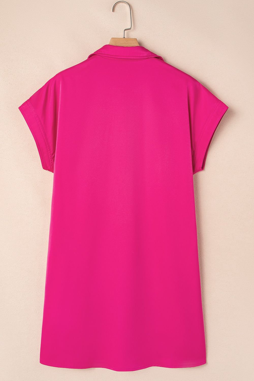 Buttoned Collared Neck Mini Shirt Dress