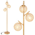 3-Globe Floor Lamp with Foot Switch and 3 E26 Bulb Bases-Golden