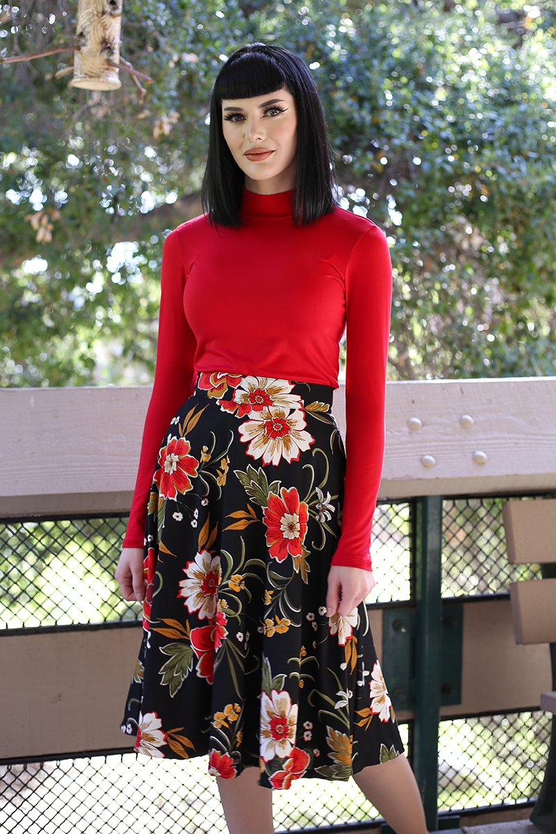 Charlotte Skirt in Black Floral - 4X only