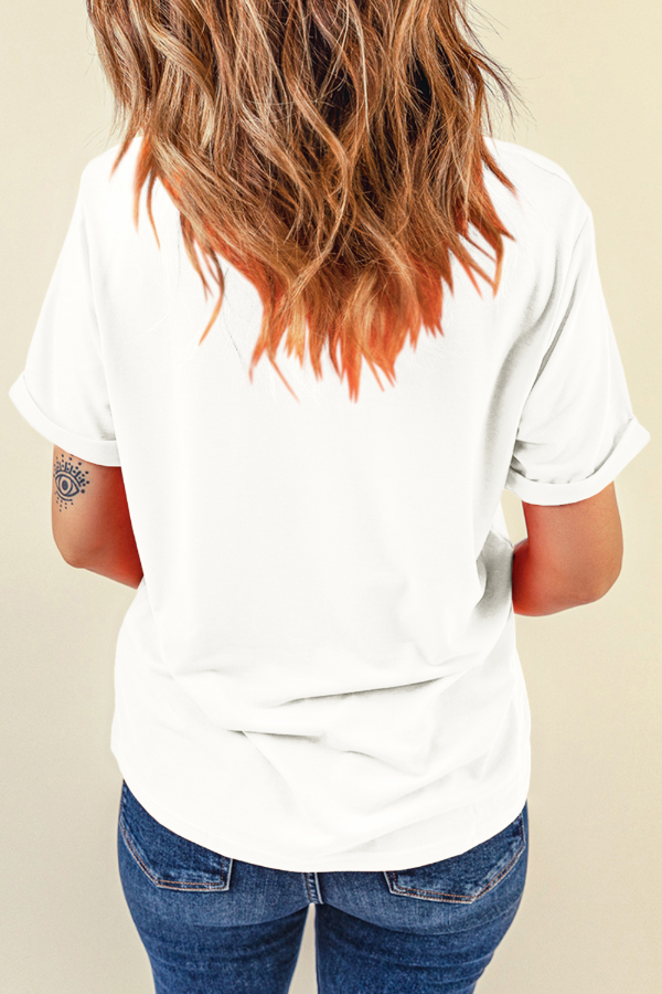 Sequin Strawberry Crew Neck Short Sleeve T Shirt