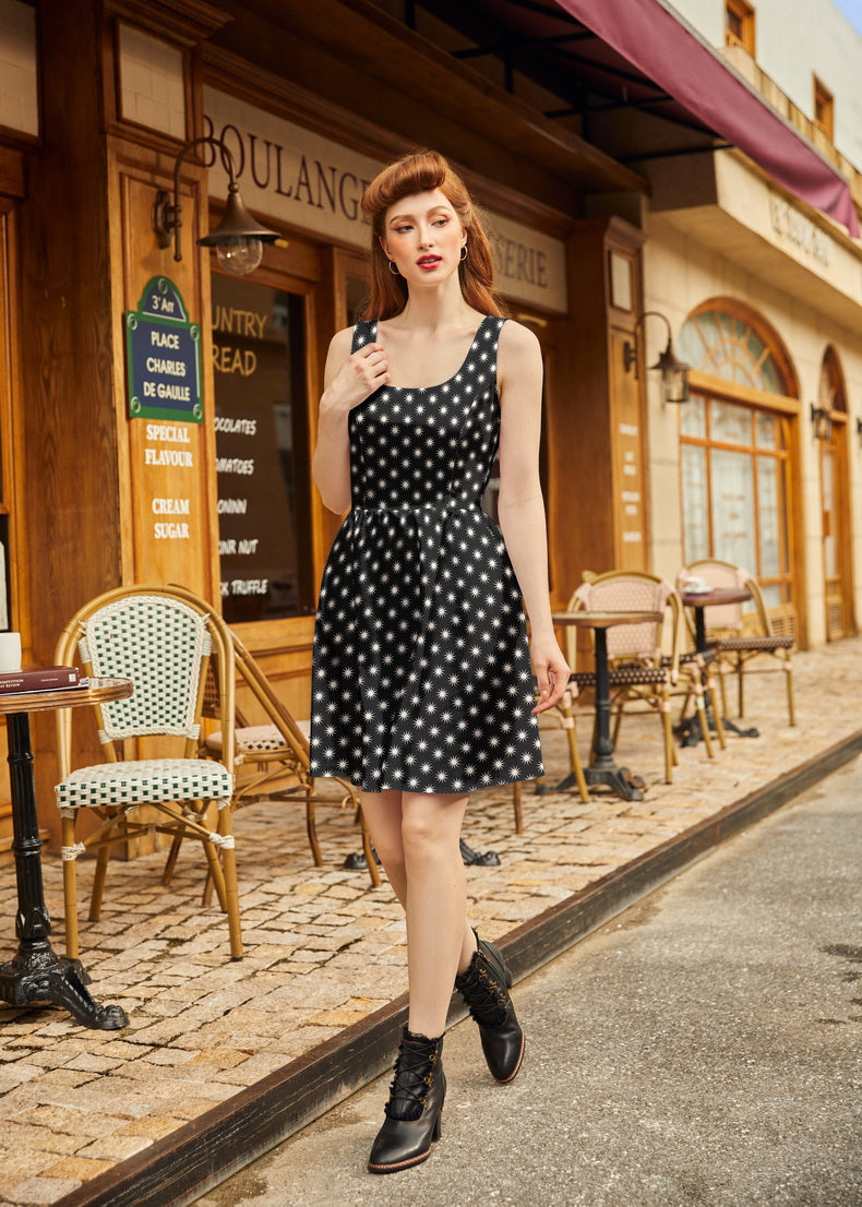 Starburst Shorter Length Fit & Flare Dress