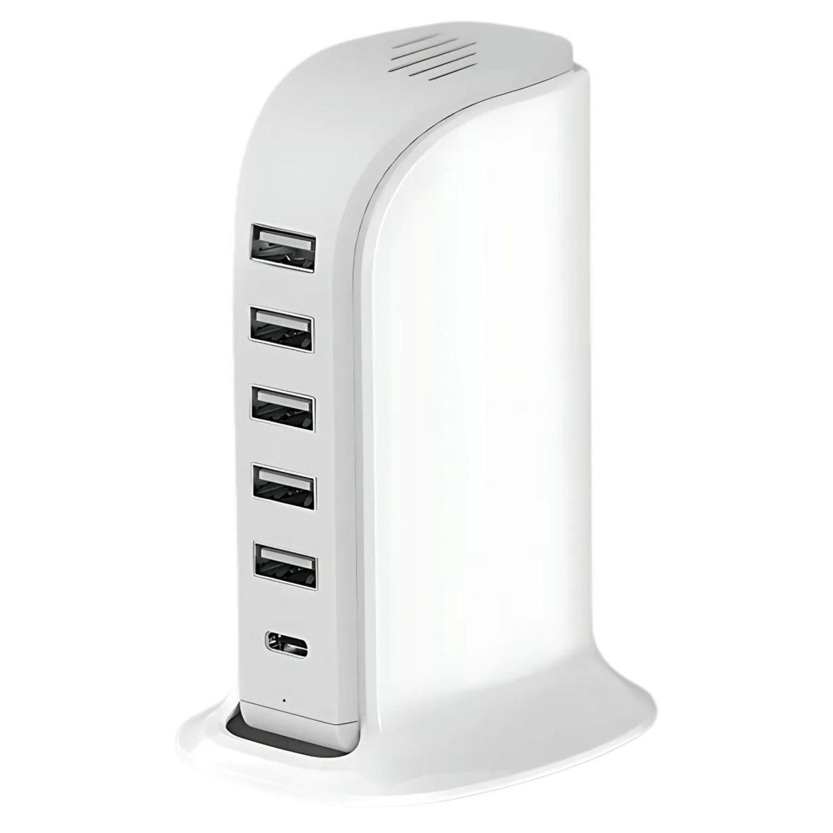 6-in-1 USB Charging Station – 40W Charger Block with 5 USB Ports (Shared 6A) & 3A USB-C Port, Multiport Desktop Charging Hub for Travel & Multiple Electronics