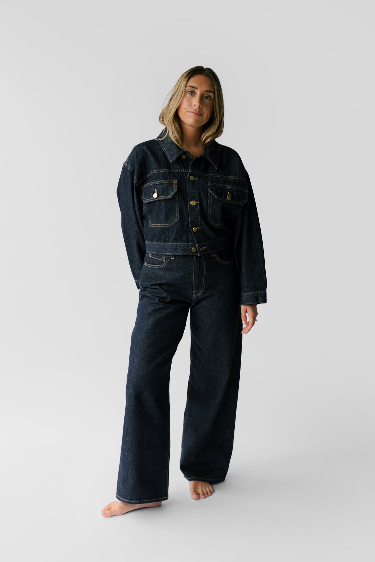 Petite Boxy Cropped Jacket - The Miri Jacket in Indigo