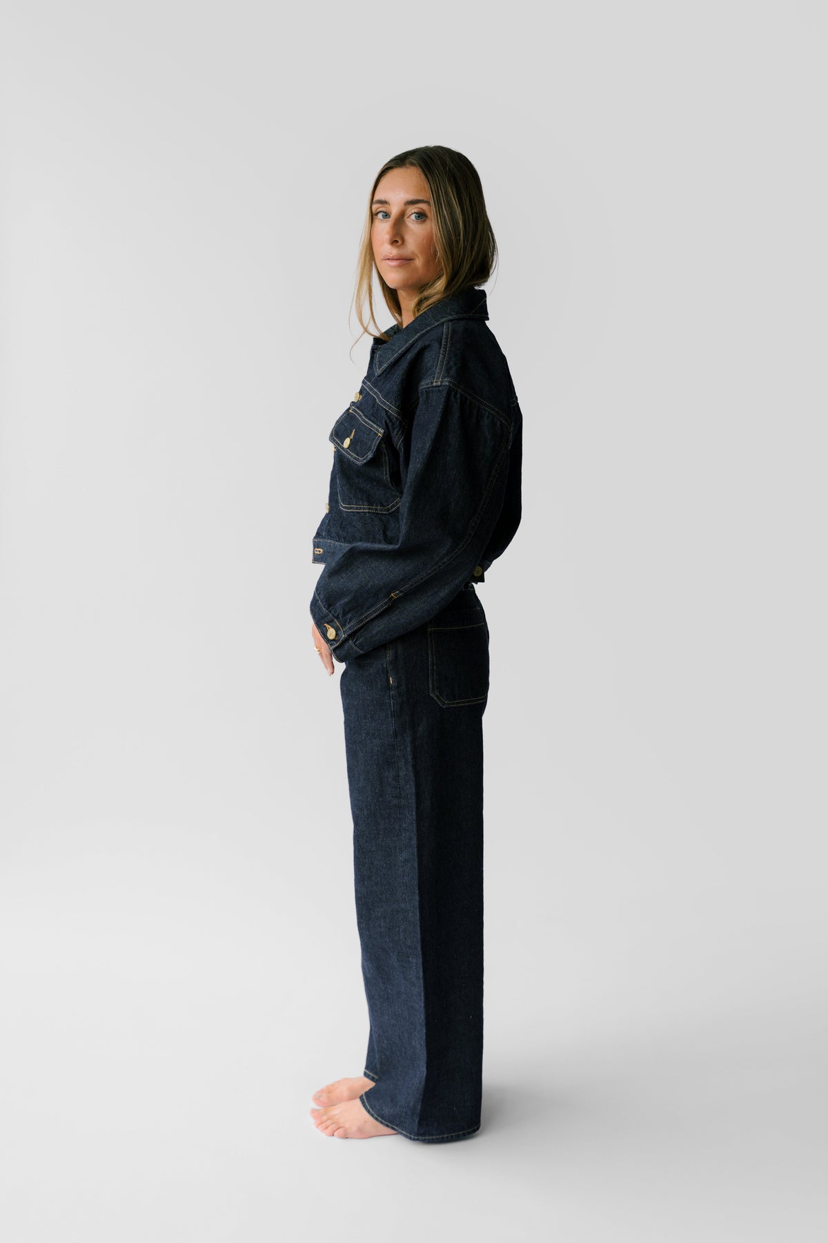 Petite Boxy Cropped Jacket - The Miri Jacket in Indigo