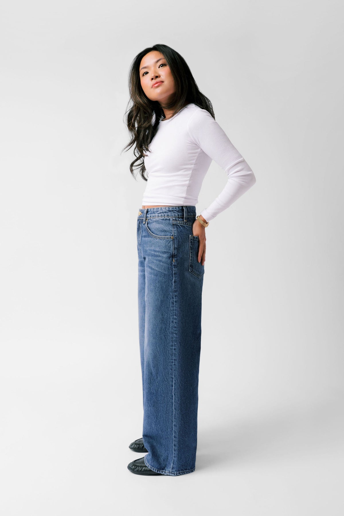 Petite Mid-Rise Baggy Jean - The Kiki in Sapphire