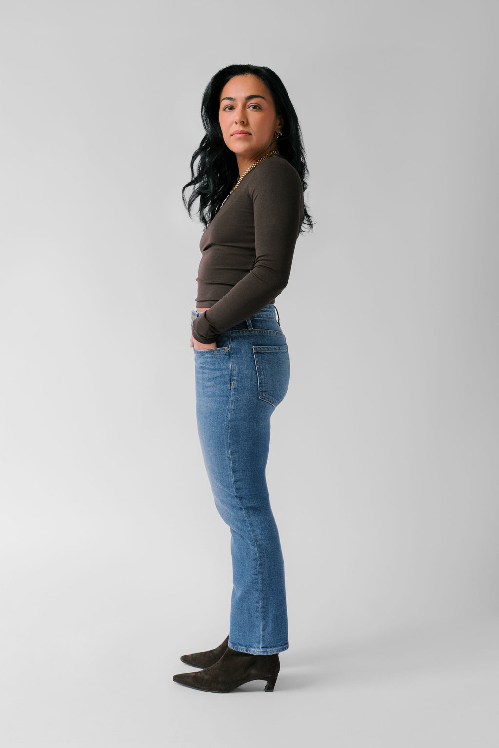 Petite Cropped Straight Jean - The Gabi in Royal
