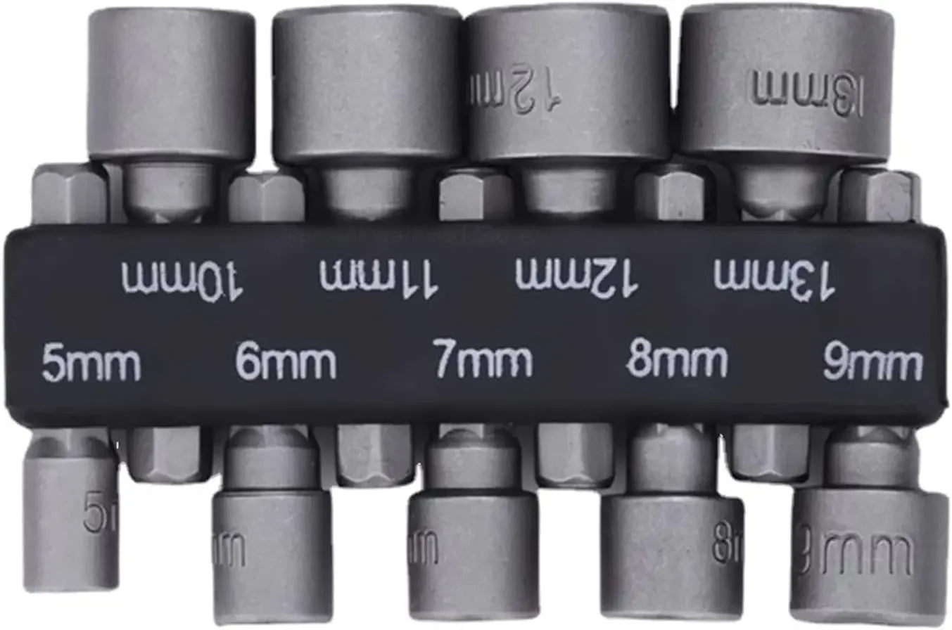 9pcs 5mm-13mm Hex Socket Set Nut Driver Screwdriver Bits Sleeve Nozzles Schroevendraaier Tools Socket Wrenches for DIY Repair