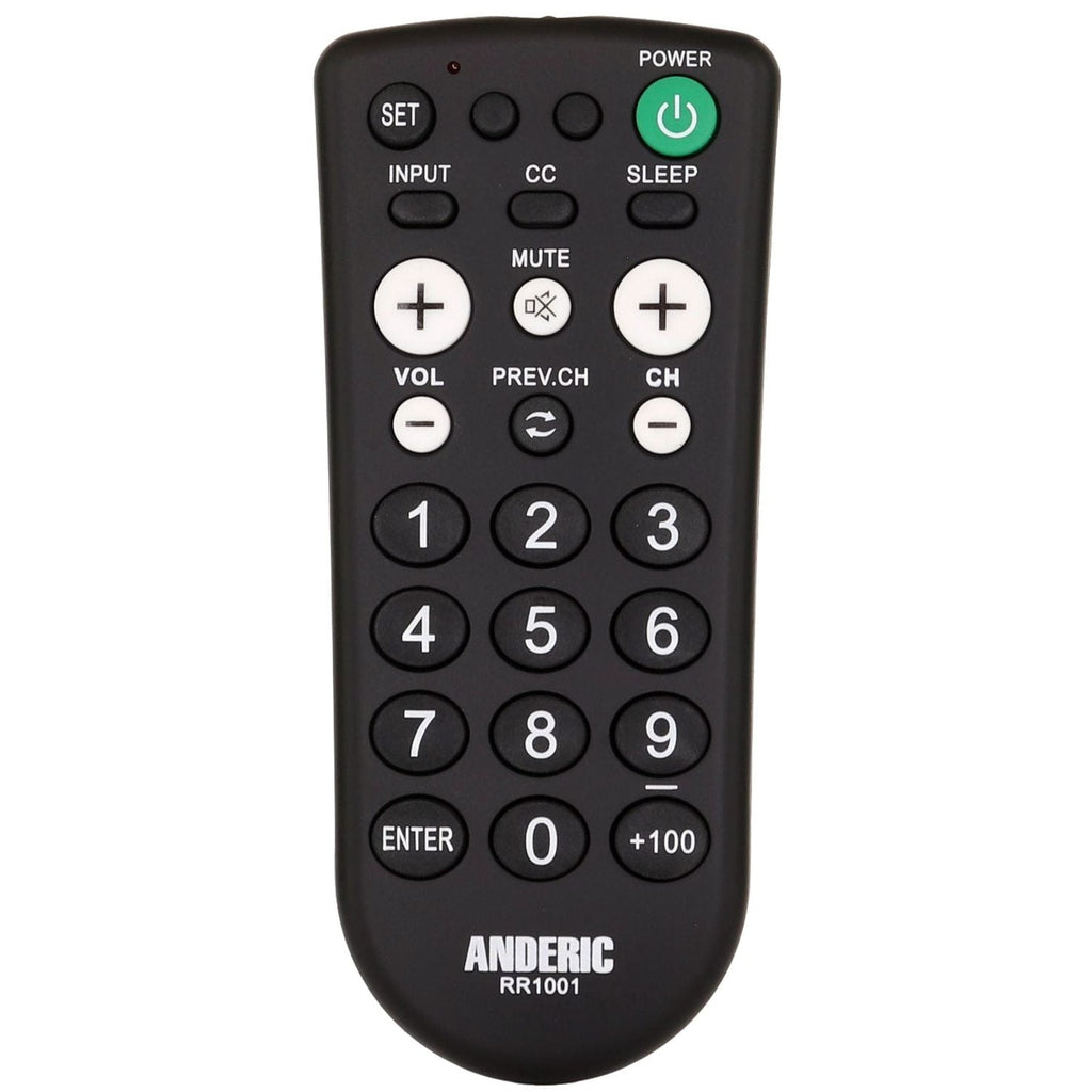 Anderic RR1001 1-Device Universal TV Remote Control with Large Keys for Hospitality
