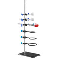 Lab Stand Support, Laboratory Retort Support Stand Set, Steel Lab Stand 23.6" Rod and 8.3" x 5.7" Cast Iron Base, Includes Flask Clamps, a Burette Clamp and Cross Clamps