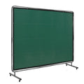 Welding Screen with Frame, 6' x 8' Welding Curtain Screen, Flame-Resistant Vinyl Welding Protection Screen on 4 Swivel Wheels (2 Lockable), Moveable & Professional for Workshop/Industrial, Green