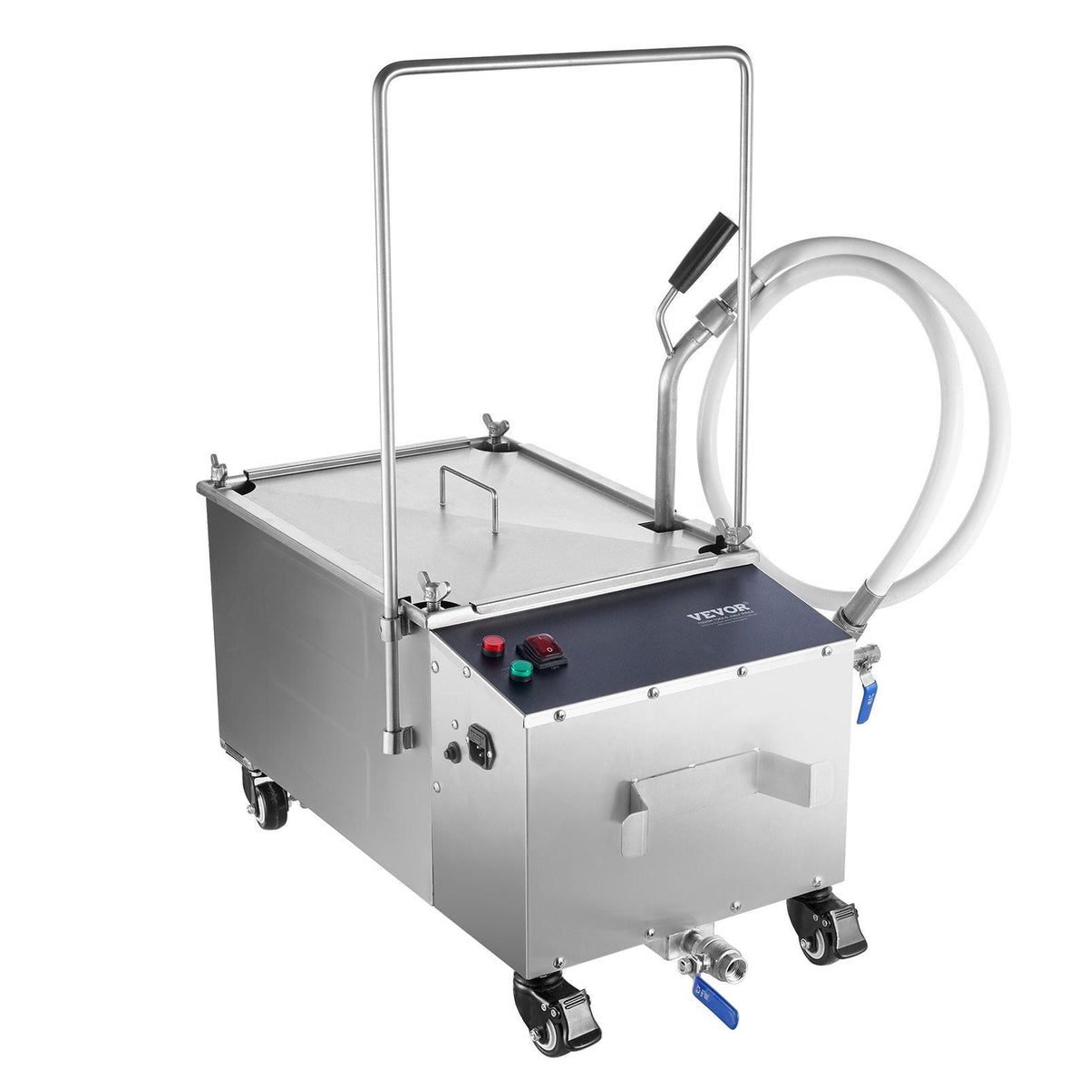 Mobile Fryer Filter, 38L Oil Tank Capacity, Oil Filtration System with 10 L/min Oil Filtration Speed, Mobile Frying Oil Filtering System with Swivel Wheels, Oil Hose for Restaurant Burger Stores