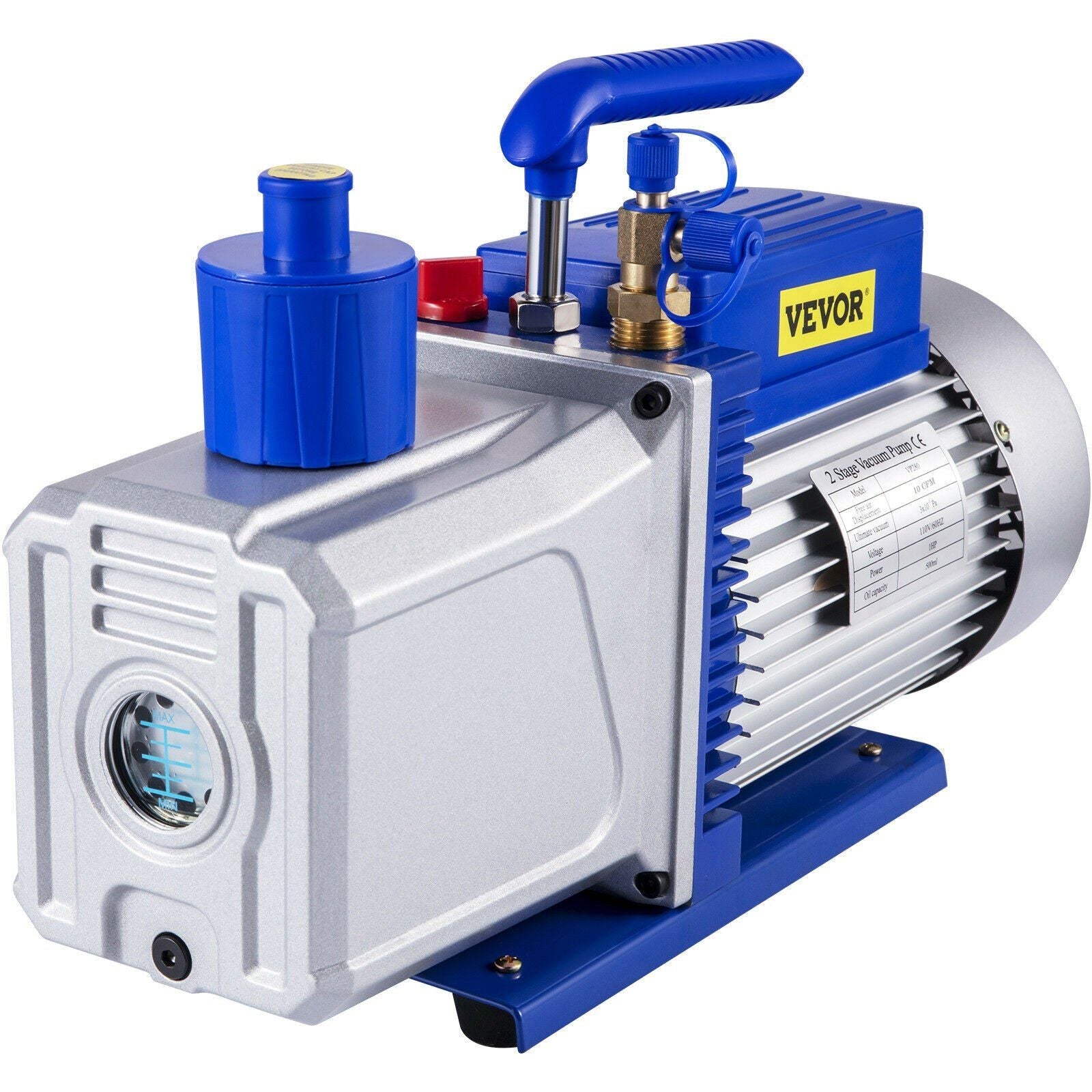 Vacuum Pump 12CFM 1HP Vane Vacuum Pump Two Stage 3 x 10-1 Pa Ultimate HVAC Rotary Auto AC Refrigerant Vacuum Pump, for Automobile Reparation Vacuum Evacuation