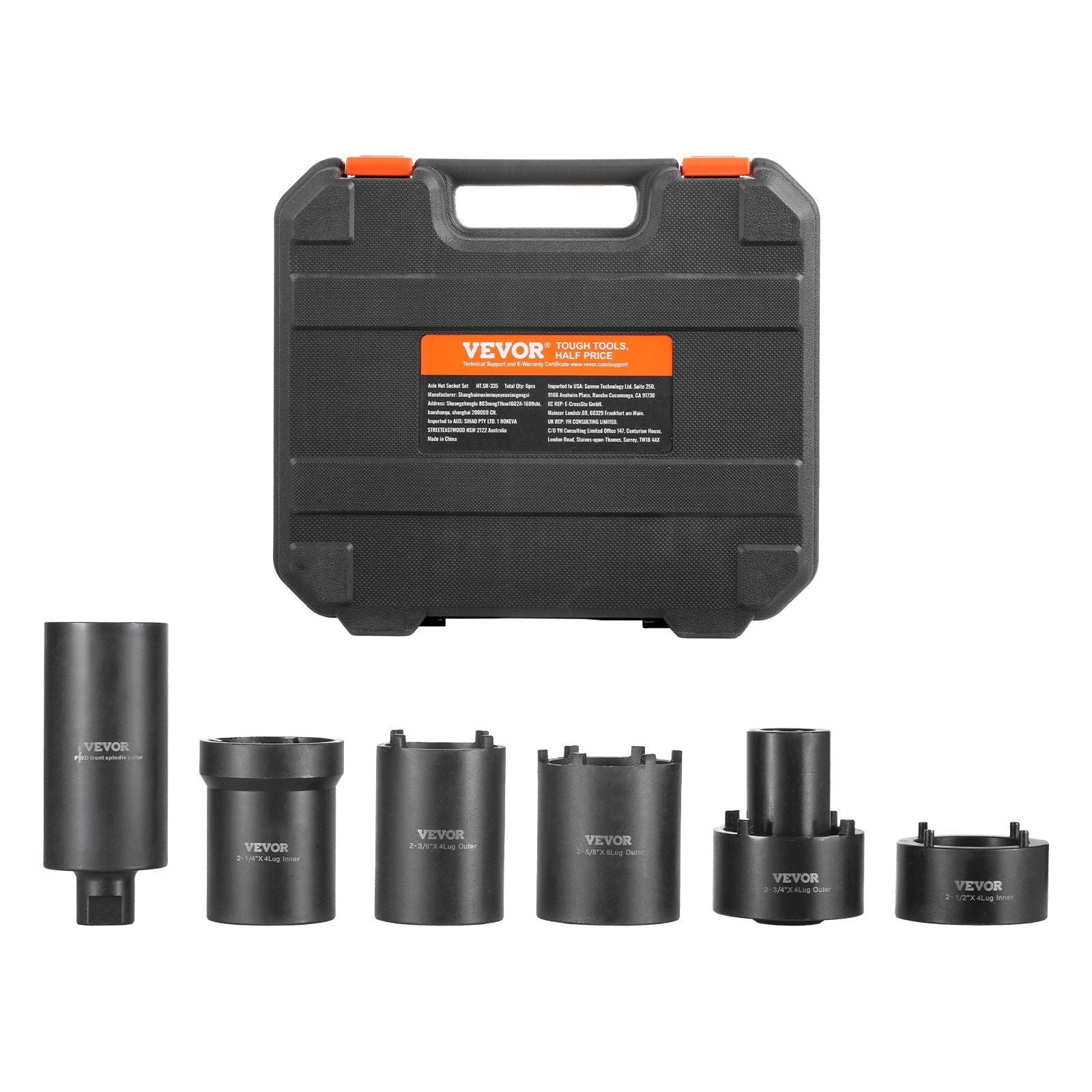 Spindle Nut Socket Tool Kit 1/2 inch Drive 6 Piece Axle Hub Nut Socket Set