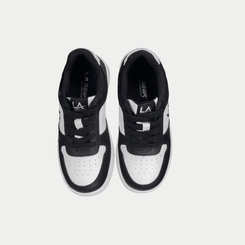 LA Gear Kids Edge Lowtop | Black x White Logo