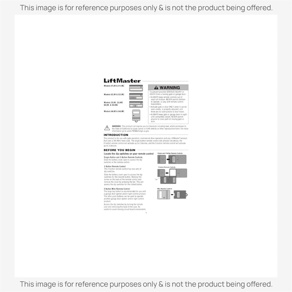 Substitute for LiftMaster 62LM / 62LMC 2-Button Visor 390 MHz Garage Door Opener Remote Control [375UT-3button]