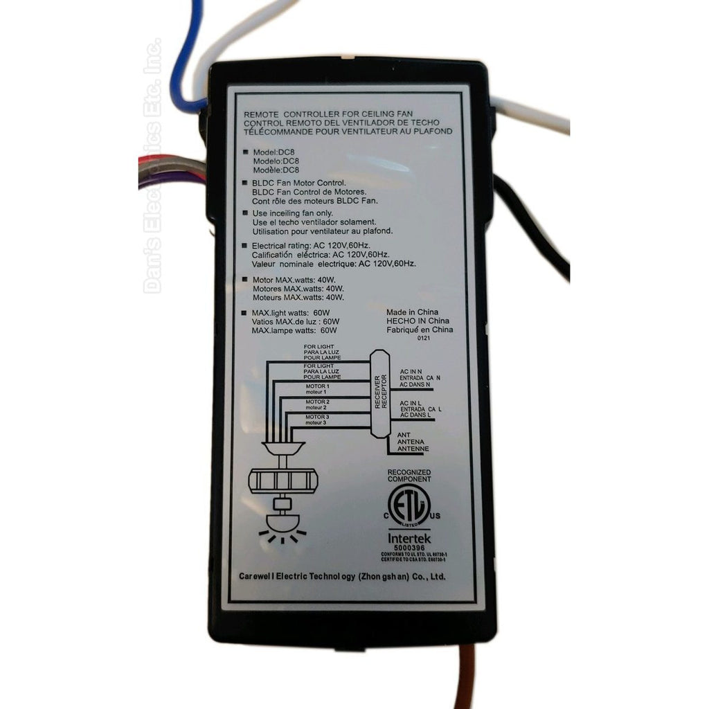 Substitute for Monte Carlo DC8-56HED-L 6 Speed for DC Ceiling Fan Receiver [DC8-96SG8]